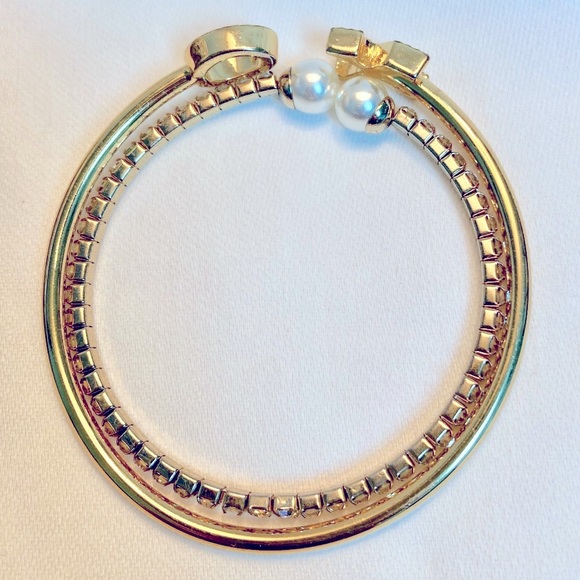 Cuff Bracelets Faux Pearl and Rhinestones - Picture 6 of 6